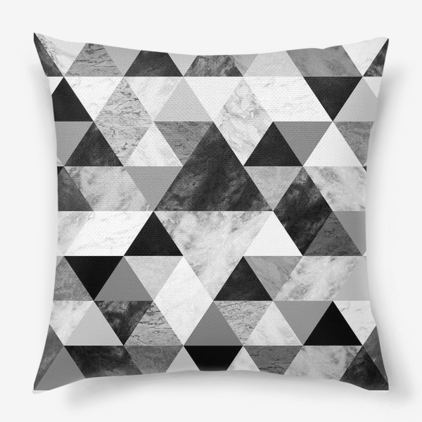 Подушка &laquo;Абстрактный паттерн, треугольники и ромбы, текстура мрамора&raquo;