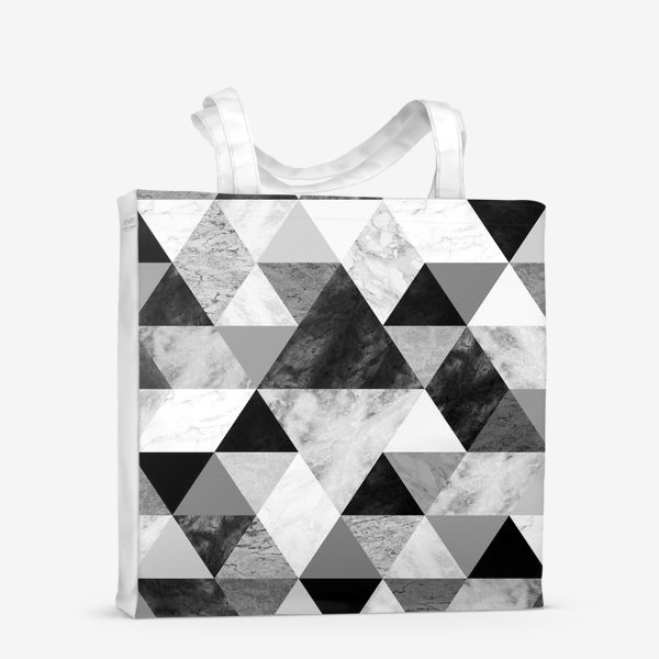 Сумка-шоппер «Абстрактный паттерн, треугольники и ромбы, текстура мрамора»