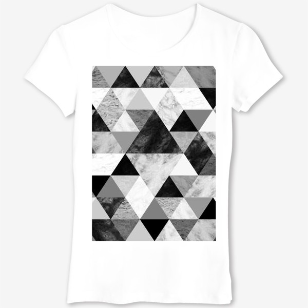 Футболка &laquo;Абстрактный паттерн, треугольники и ромбы, текстура мрамора&raquo;