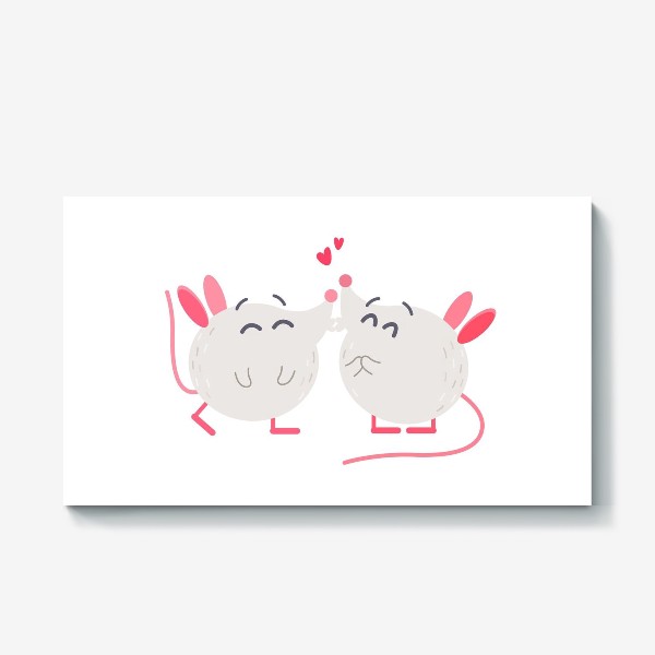 Холст «Влюбленные крыски»