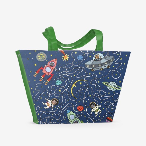 Пляжная сумка «Космические котики»