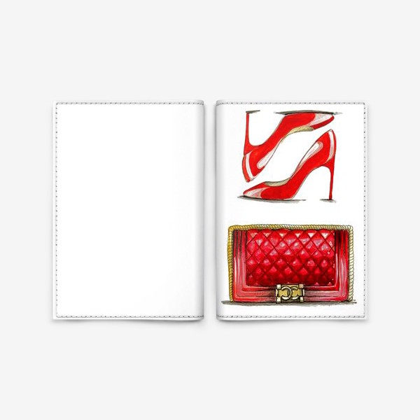 Обложка для паспорта «Красные туфли и сумка.»