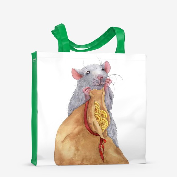 Сумка-шоппер «Крыса с мешком монет .Символ 2020 года»