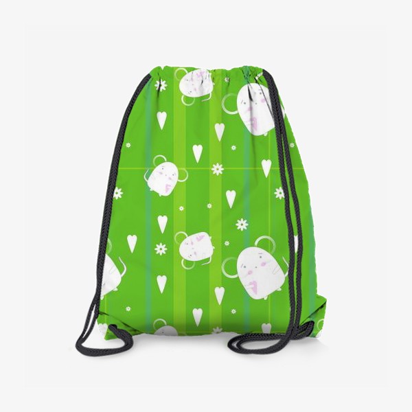 Рюкзак «Узор мышки на зеленом фоне»