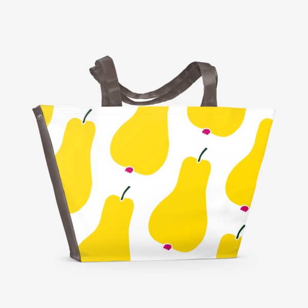 Пляжная сумка &laquo;Желтые сочные груши на белом фоне. Паттерн&raquo;