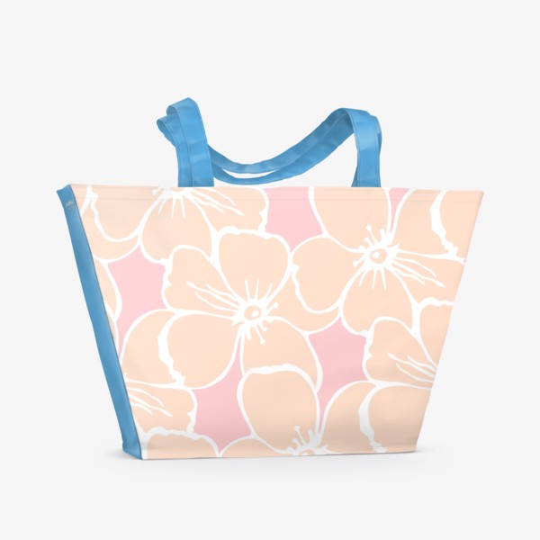 Пляжная сумка «Цветочный фон розовый»