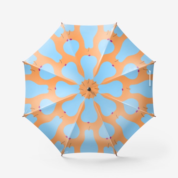 Зонт «Голубые сочные груши на терракотовом фоне. Паттерн»