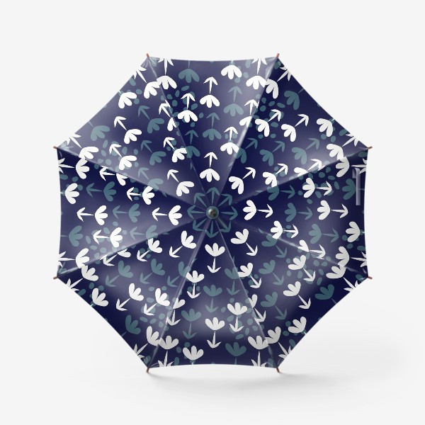 Зонт «Белые и синие абстрактные  цветы »