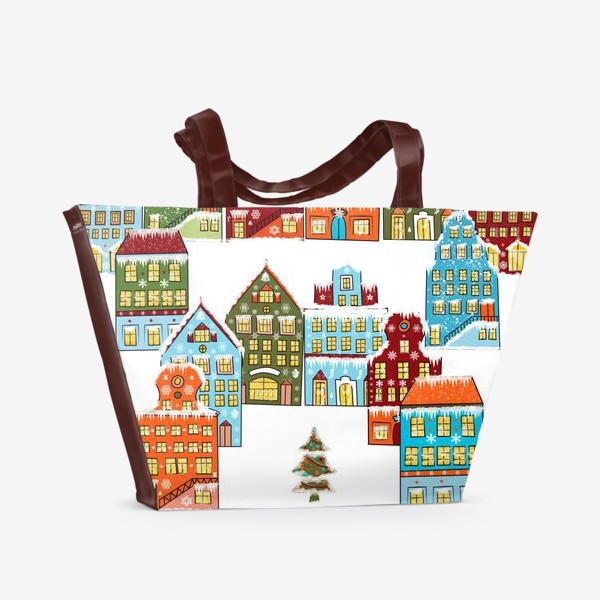 Пляжная сумка «Цветные снежные домики»