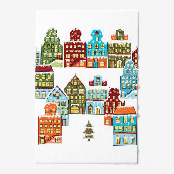 Полотенце «Цветные снежные домики»