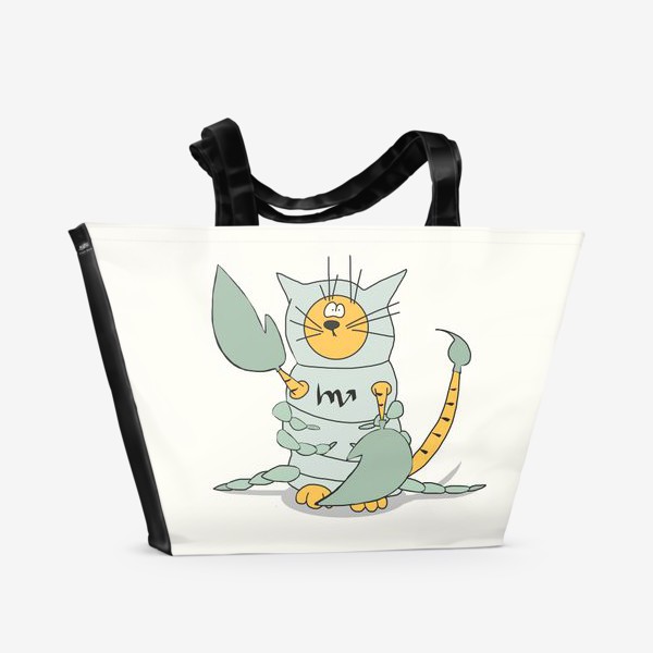 Пляжная сумка «Кот Скорпион. Подарок Скорпиону. Знак Зодиака»