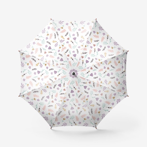 Зонт &laquo;Цветы на белом фоне. Паттерн&raquo;