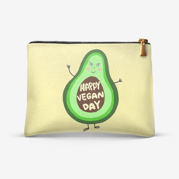 Косметичка «Открытка с веселым авокадо ко Дню Вегана»