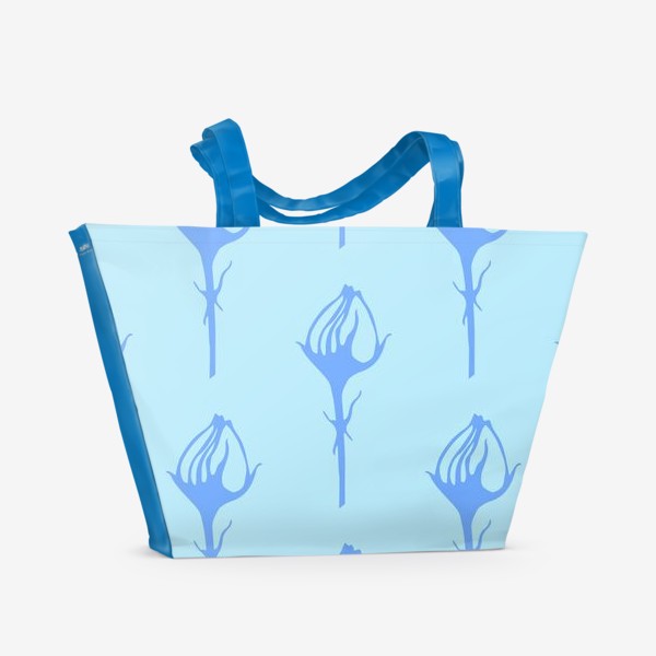 Пляжная сумка «Цветочный фон. Голубые бутоны роз»