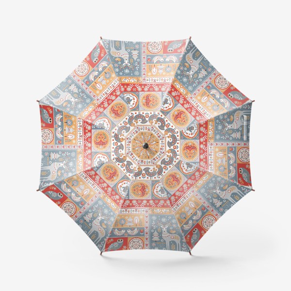 Зонт «Декоративные мотивы в фольклорном стиле.»
