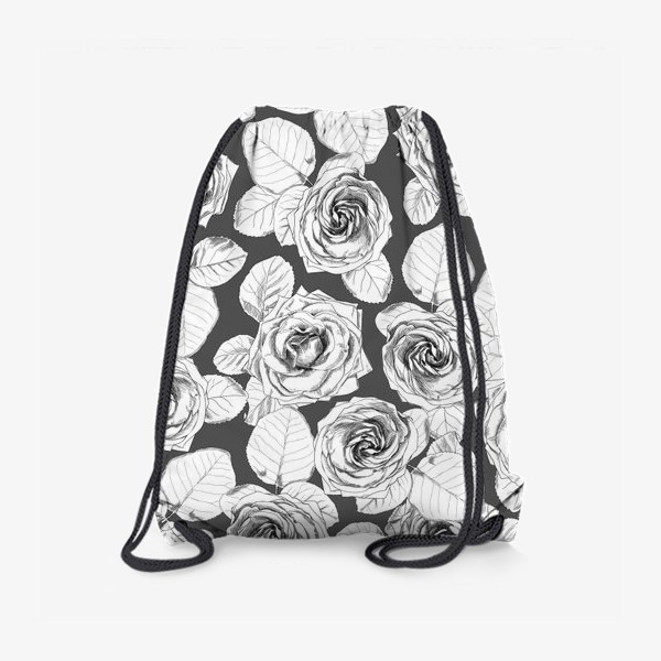 Рюкзак «Белые розы на темно-сером фоне.»