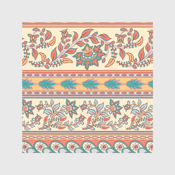 Скатерть &laquo;Цветочные орнаменты в индийском стиле. Каламкари.&raquo;