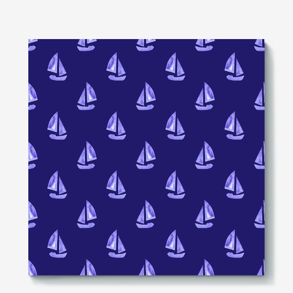 Холст «кораблики на синем. морской паттерн. подарок для мальчиков»