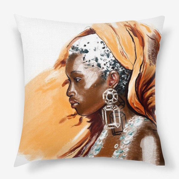 Подушка «Девушка в оранжевом платке»