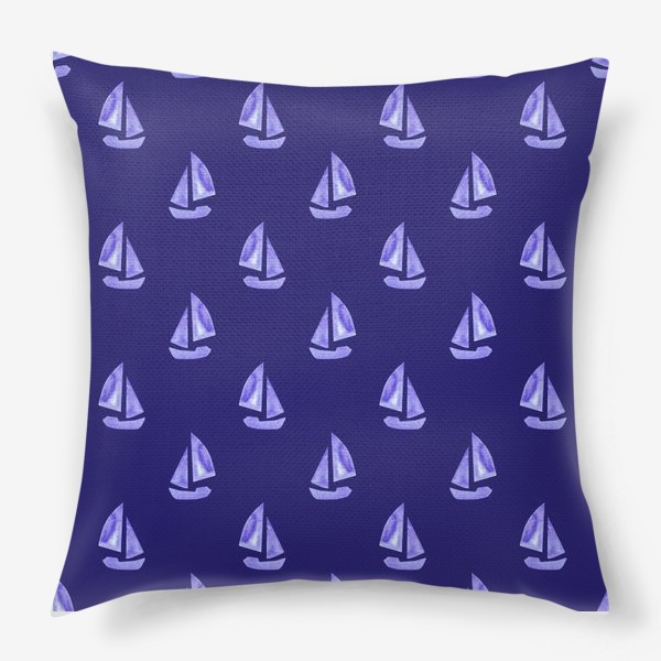 Подушка &laquo;кораблики на синем. морской паттерн. подарок для мальчиков&raquo;