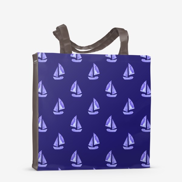 Сумка-шоппер &laquo;кораблики на синем. морской паттерн. подарок для мальчиков&raquo;