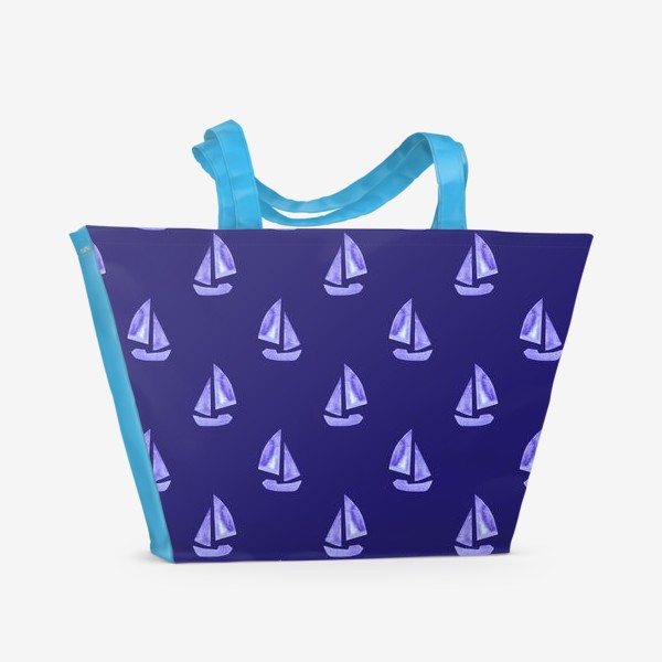 Пляжная сумка &laquo;кораблики на синем. морской паттерн. подарок для мальчиков&raquo;