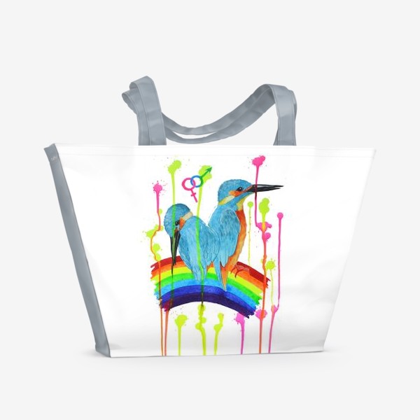 Пляжная сумка «Зимородки на радуге»