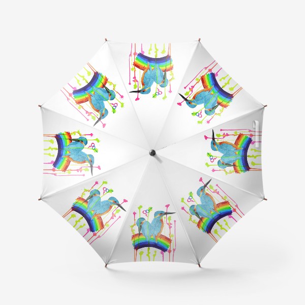 Зонт «Зимородки на радуге»