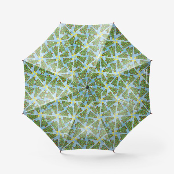 Зонт «Зимние нарядные елочки. Геометричный новогодний паттерн»