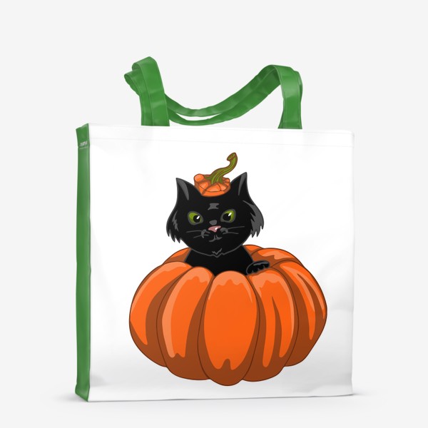 Сумка-шоппер «Черный кот в тыкве. Хэллоуин.»