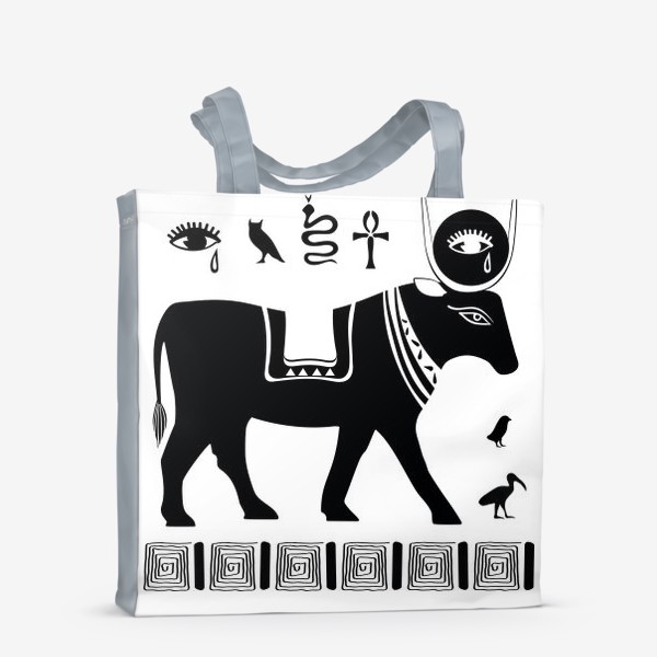Сумка-шоппер &laquo;Древнеегипетский бог Апис в виде священного быка и древнеегипетские символы&raquo;