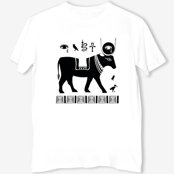 Футболка &laquo;Древнеегипетский бог Апис в виде священного быка и древнеегипетские символы&raquo;