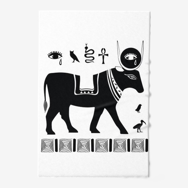 Полотенце &laquo;Древнеегипетский бог Апис в виде священного быка и древнеегипетские символы&raquo;