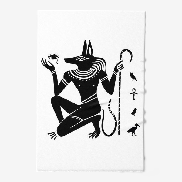 Полотенце &laquo;Древнеегипетский бог Анубис с собачьей головой и древнеегипетские символы&raquo;