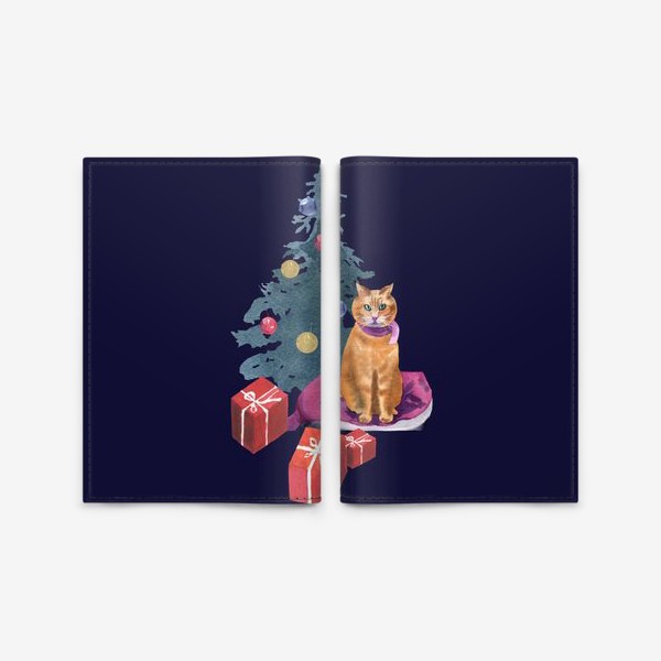 Обложка для паспорта «Christmas with a cat»