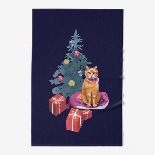 Полотенце «Christmas with a cat»