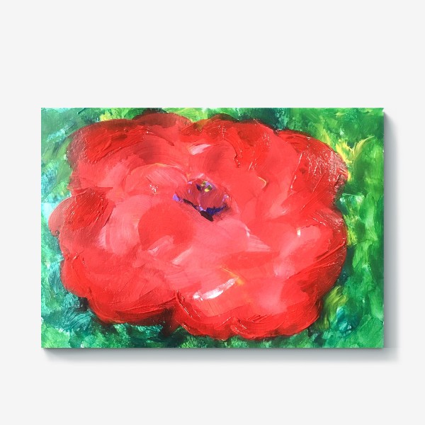 Холст «Живописный красный цветок»