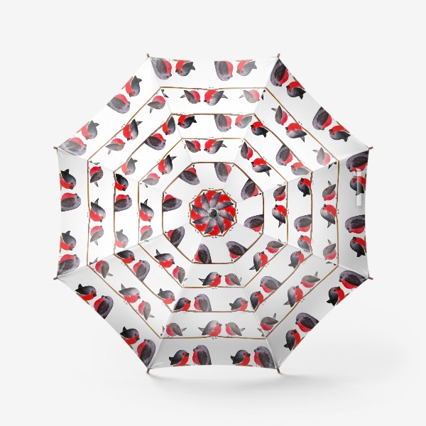 Зонт «Паттерн снегири на ветке»