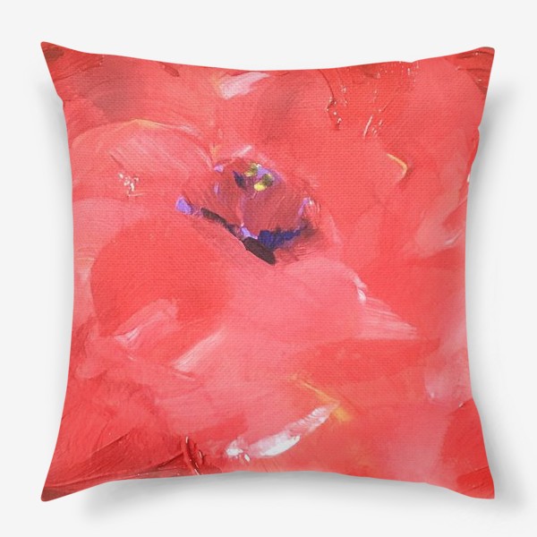 Подушка «Живописный красный цветок»