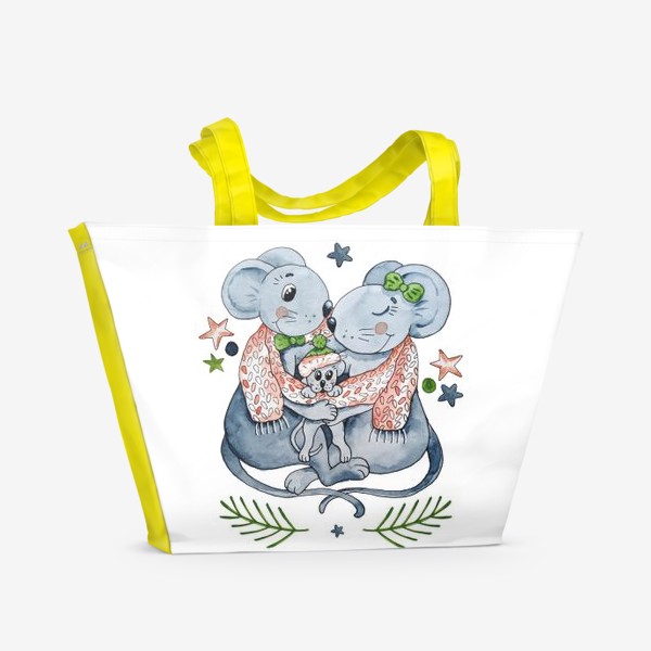 Пляжная сумка «Семья мышек. Подарок на год мыши.»