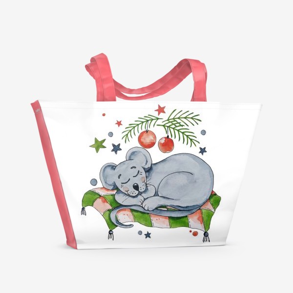 Пляжная сумка «Сонная мышка. Подарок к Новому году.»