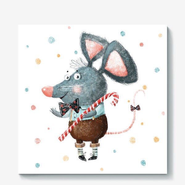 Холст «Милая крыса - подарок на Новый год, символ 2020»