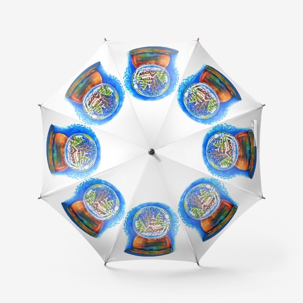 Зонт «Новогодний снежный шар. Новый год 2024»