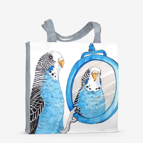 Сумка-шоппер «Волнистый попугайчик с зеркалом»