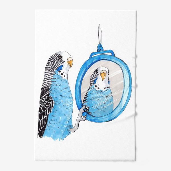 Полотенце «Волнистый попугайчик с зеркалом»