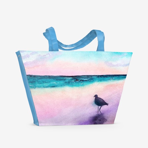 Пляжная сумка «Чайка на море на закате»