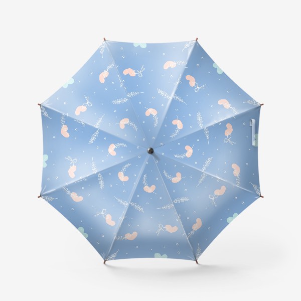 Зонт «Нежный узор с сердечками и перышками»