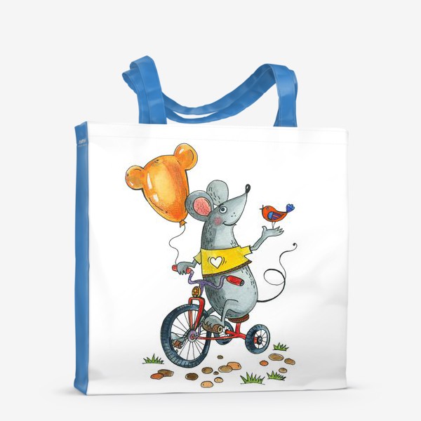 Сумка-шоппер «Мышка на велосипеде»