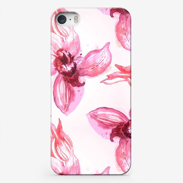 Чехол iPhone «Акварельный паттерн с орхидеями»