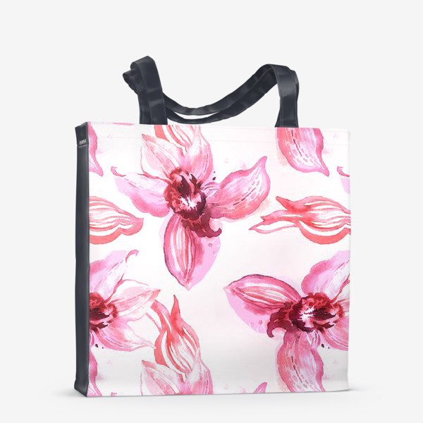 Сумка-шоппер «Акварельный паттерн с орхидеями»